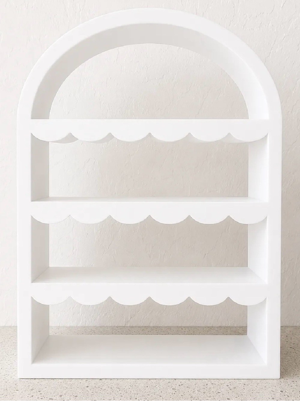 Scalloped Arch Wall Shelf in White -